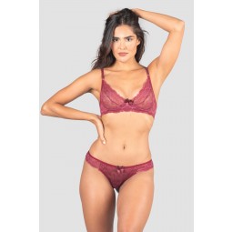 Conjunto Lingerie Esmeralda Vinho Ref P C Kaisan