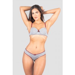 Conjunto Lingerie Mylena Cinza Vinho Ref P03 20 F Kaisan