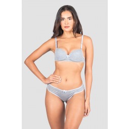 Conjunto Lingerie Mylena Cinza Azul Claro Ref P G Kaisan