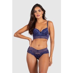 Conjunto Lingerie Perla Azul Marinho Ref P C Kaisan