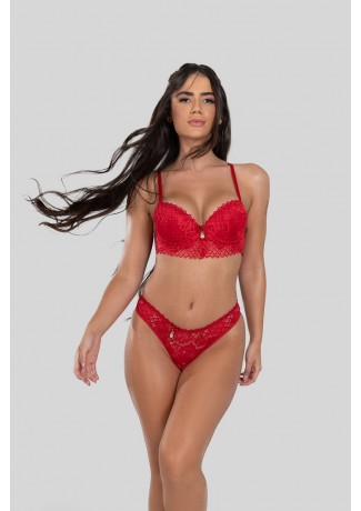 Conjunto Lingerie Cropped Vermelho Ref P C Kaisan