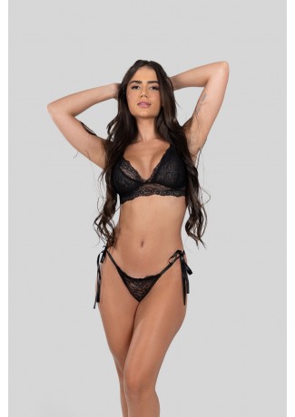 Conjunto Lingerie Emileny Preto Azul Marinho Ref P A Kaisan