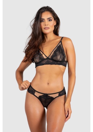 Conjunto Lingerie Esmeralda Preto Ref P A Kaisan