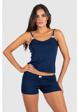 Conjunto Lingerie Cintia Bojo E Renda Azul Marinho Ref P03 16