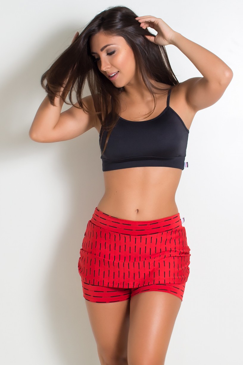 Conjunto Short Saia Power Mesh + Top (Vermelho) | Ref: KS-F840-005