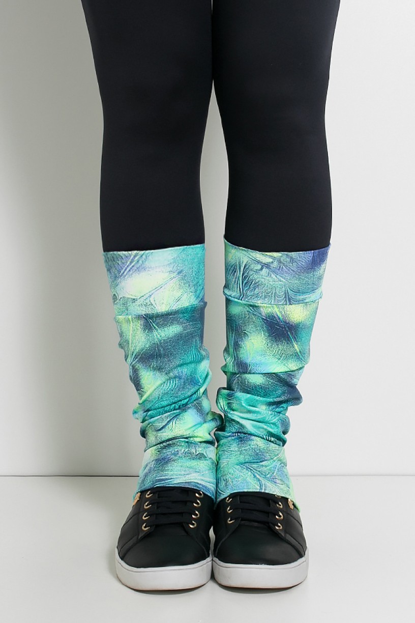 Polaina Fitness Estampada (Plumas Verde e Azul) | Ref: KS-F165-006
