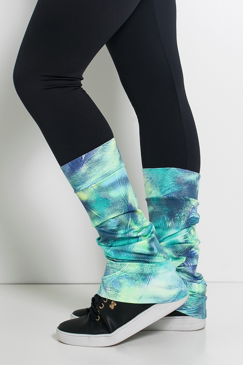 Polaina Fitness Estampada (Plumas Verde e Azul) | Ref: KS-F165-006