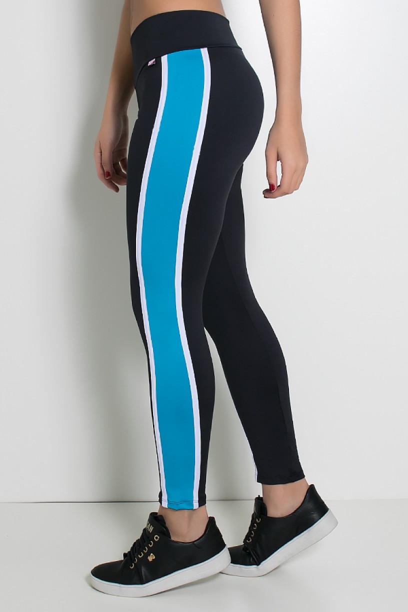 Calça Mayara com Listras (Preto / Azul Celeste / Branco) | Ref: KS-F498-001