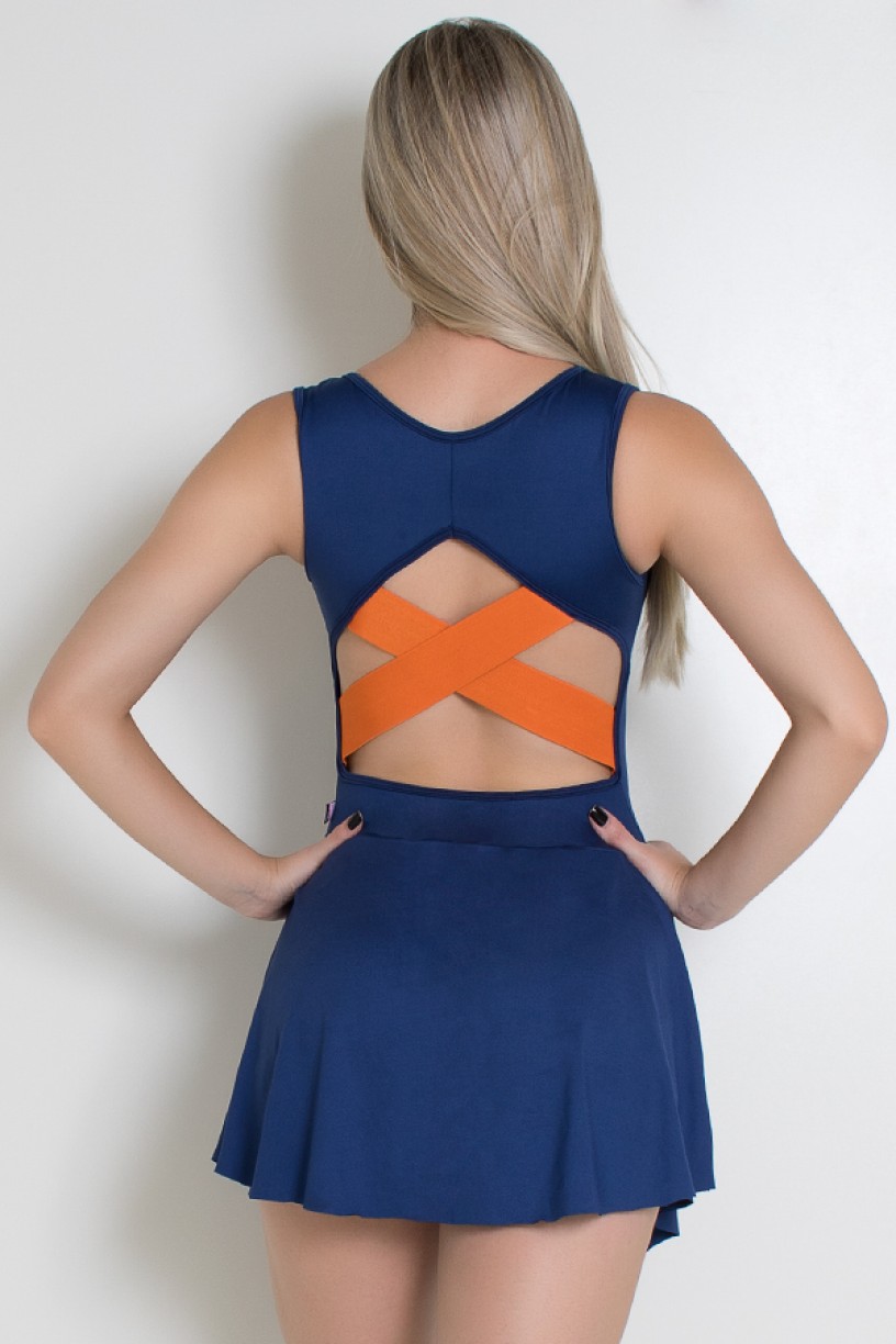 KS-F2029-001_Vestido_Liso_com_X_em_Elastico_nas_Costas_Azul_Marinho__Laranja__Ref:_KS-F2029-001