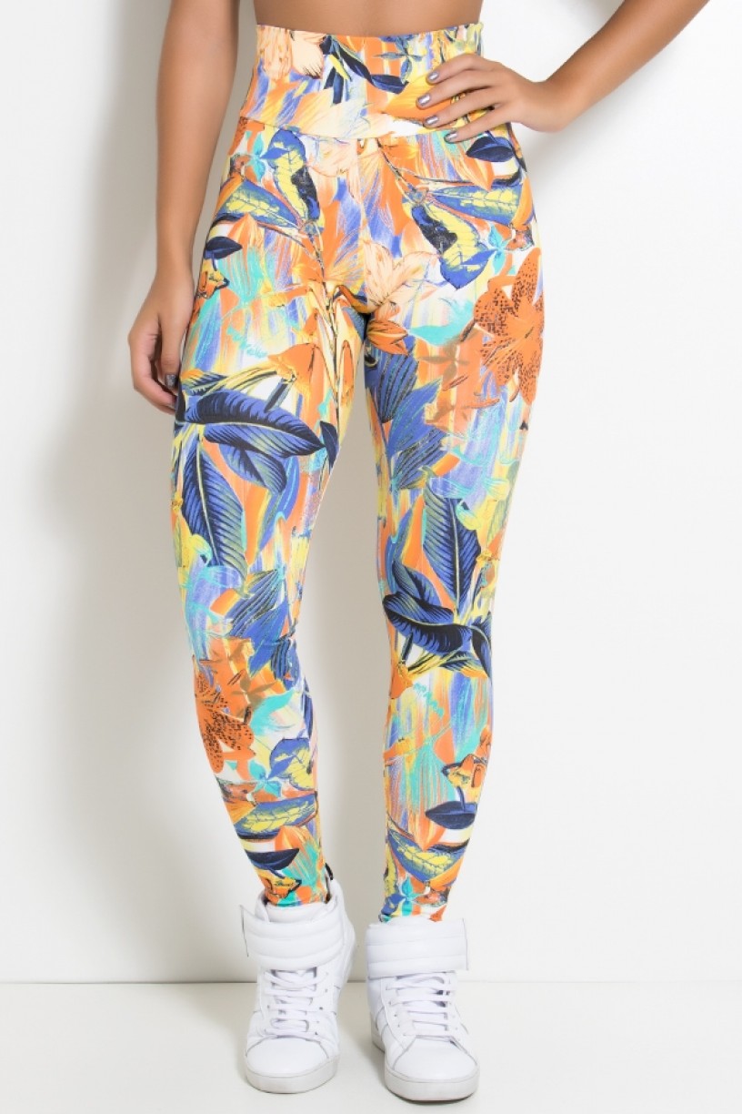 KS-F27-023_Legging_Estampada_Flores_Laranja_Azul_e_Amarelo__Ref:_KS-F27-023