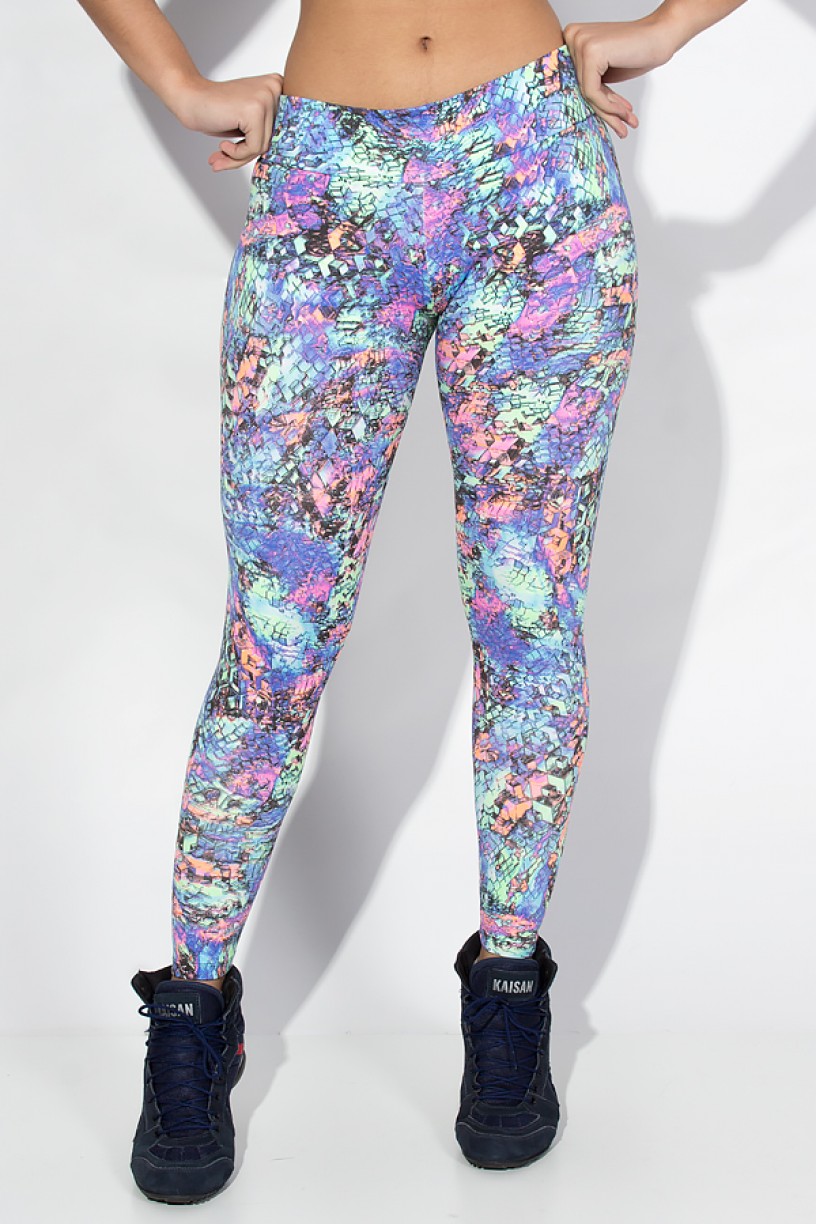 KS-F343-003_Calca_Legging_Estampada_Cos_Baixo_Mosaico_Azul_Verde_e_Rosa__Ref:_KS-F343-003