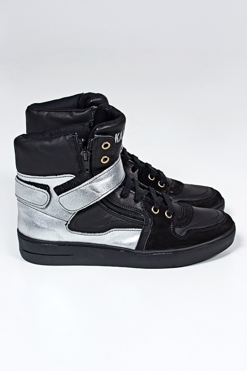 KS-T35-001_Sneaker_Unissex_Preto_com_Prata_Sola_Preta__Ref:_KS-T35-001