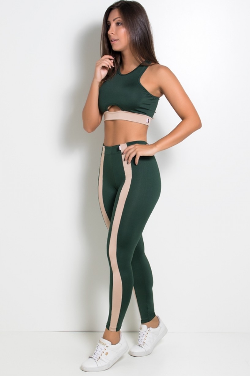 KS-F1781-001_Conjunto_Legging_e_Top_com_Detalhe_de_Duas_Cores_Verde_Escuro__Chocolate__Ref:_KS-F1781-001