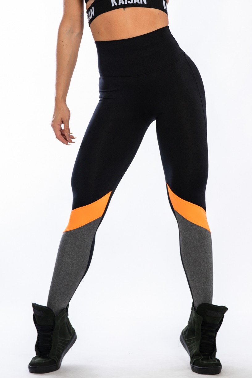 K2433-A_Calca_Cos_Alto_3_Cores_Preto__Mescla__Laranja_Fluor__Ref:_K2433-A