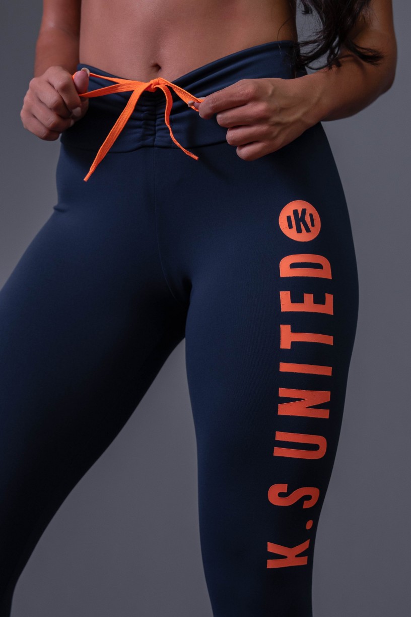 K2582-B_Calca_Legging_Fitness_com_Cadarco_e_Silk_KS_United_Azul_Marinho__Laranja__Ref:_K2582-B