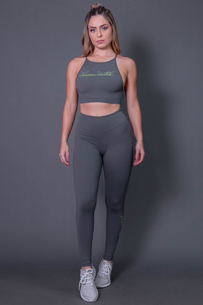 K2583-C_Calca_Legging_Fitness_com_Silk_Assinatura_Pequena_Cinza_Escuro__Verde_Fluor__Ref:_K2583-C