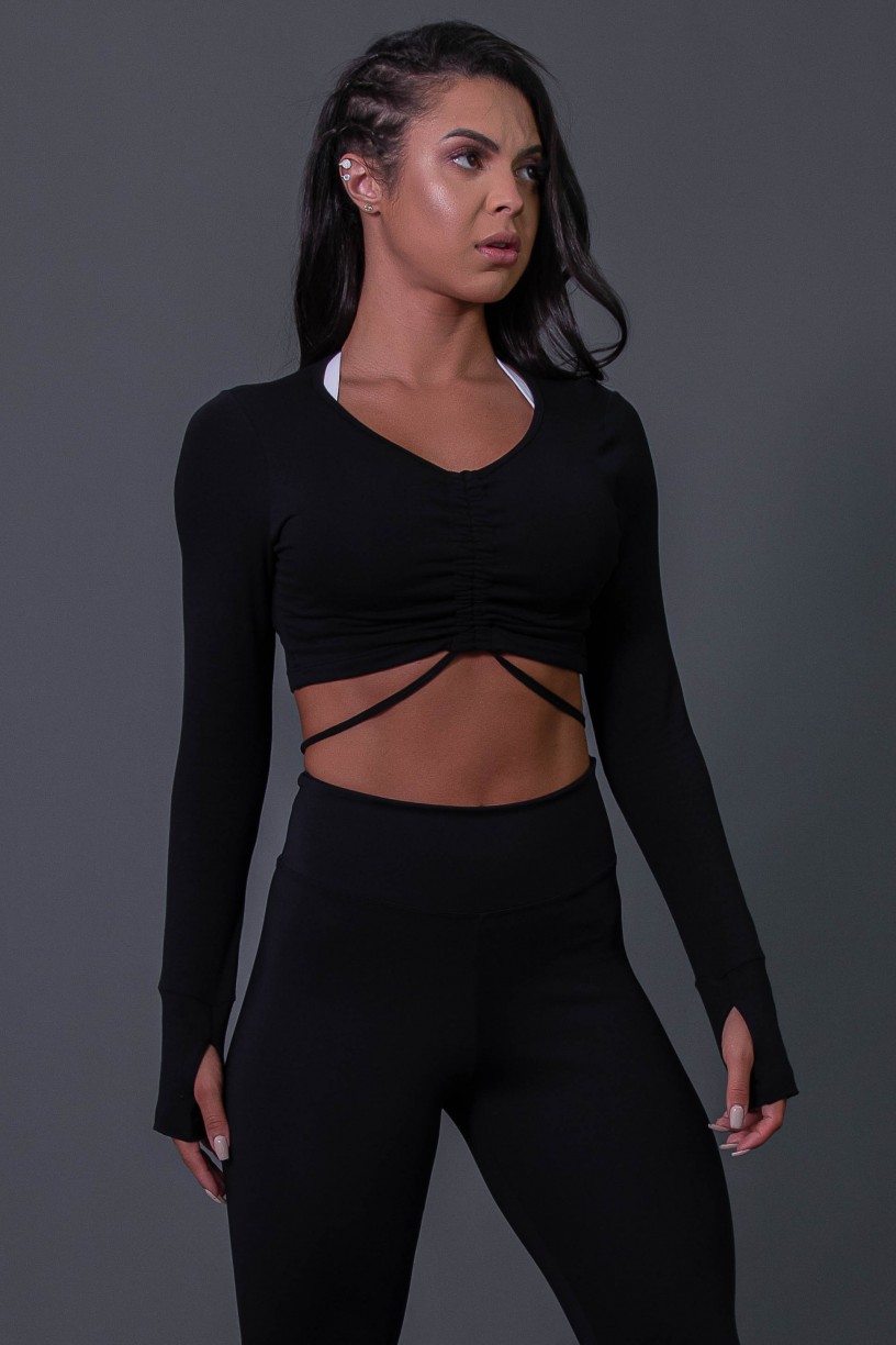 K2594-A_Cropped_Fitness_Manga_Longa_com_Detalhe_Franzido_Preto__Ref:_K2594-A