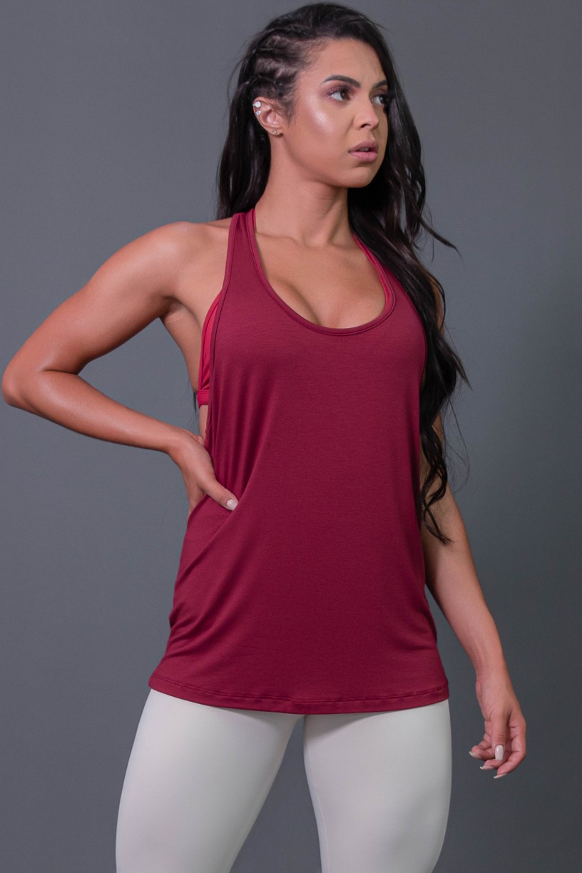 K2595-C_Camiseta_Fitness_com_Detalhe_de_Elastico_e_Silk_Love_e_Love_Vinho__Branco__Ref:_K2595-C