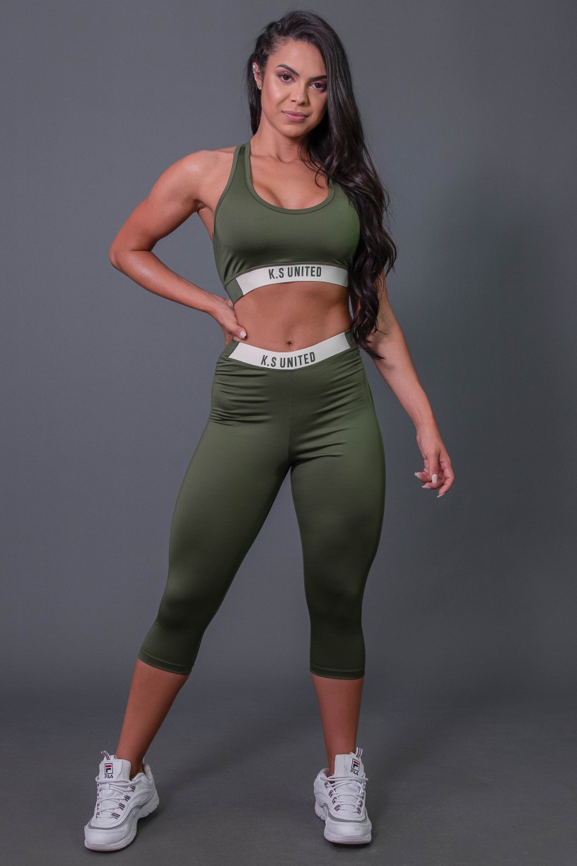 K2687-C_Corsario_Fitness_com_Elastico_e_Silk_Verde_Militar__Off-White__Ref:_K2687-C