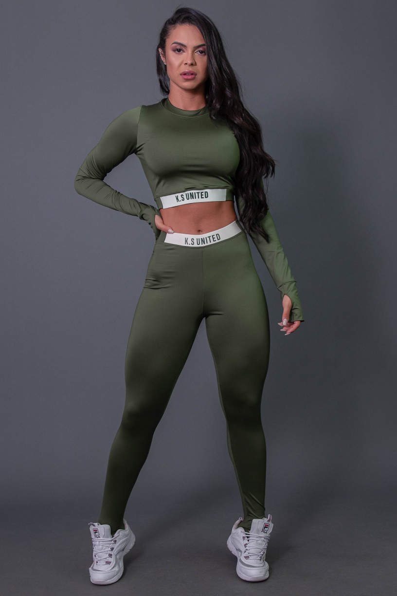 K2688-C_Calca_Legging_Fitness_com_Elastico_e_Silk_Verde_Militar__Off-White__Ref:_K2688-C