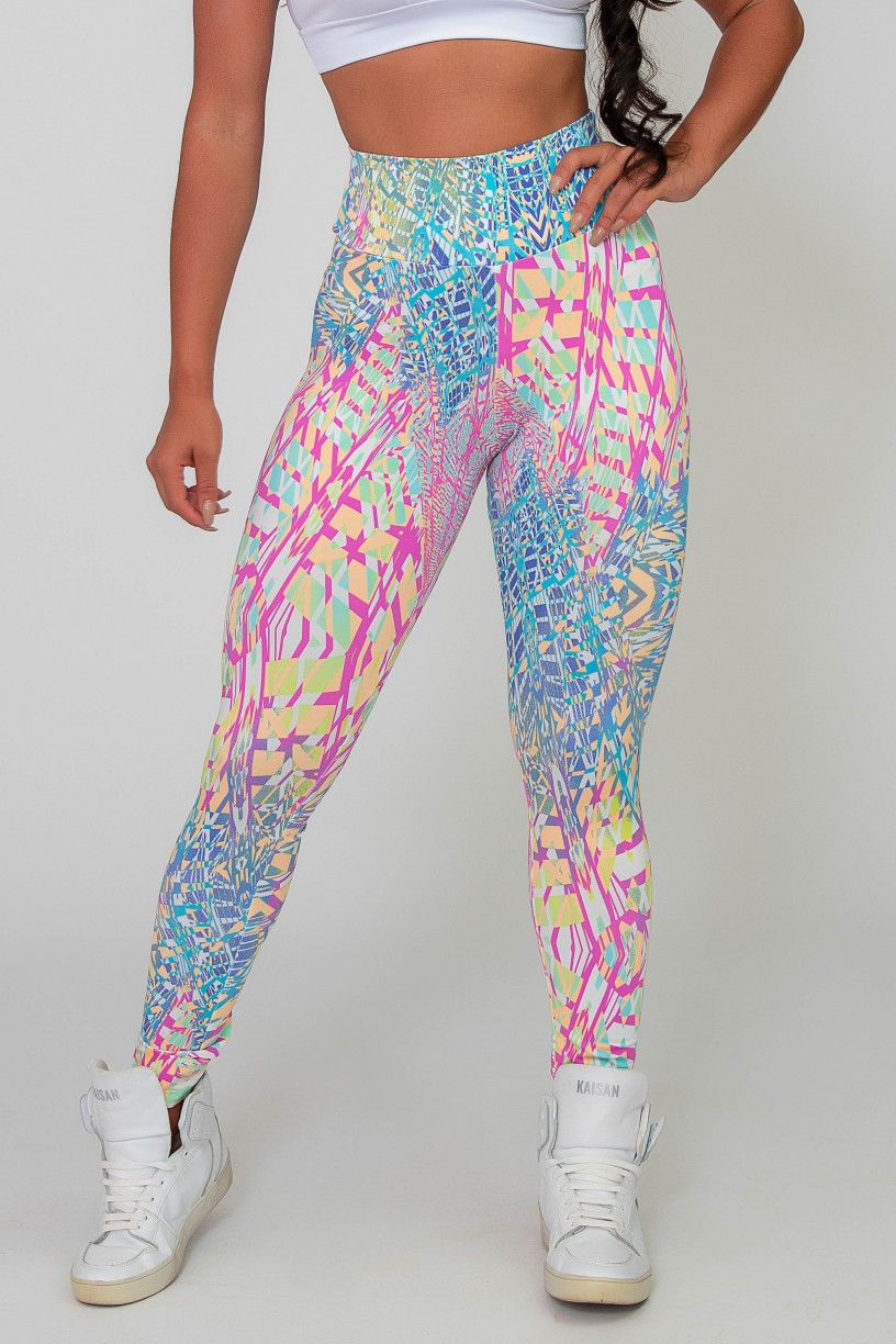 K2588-G_Calca_Legging_Basica_Estampada_Amarelo_com_Tracos_Azul_Rosa_e_Verde__Ref:_K2588-G