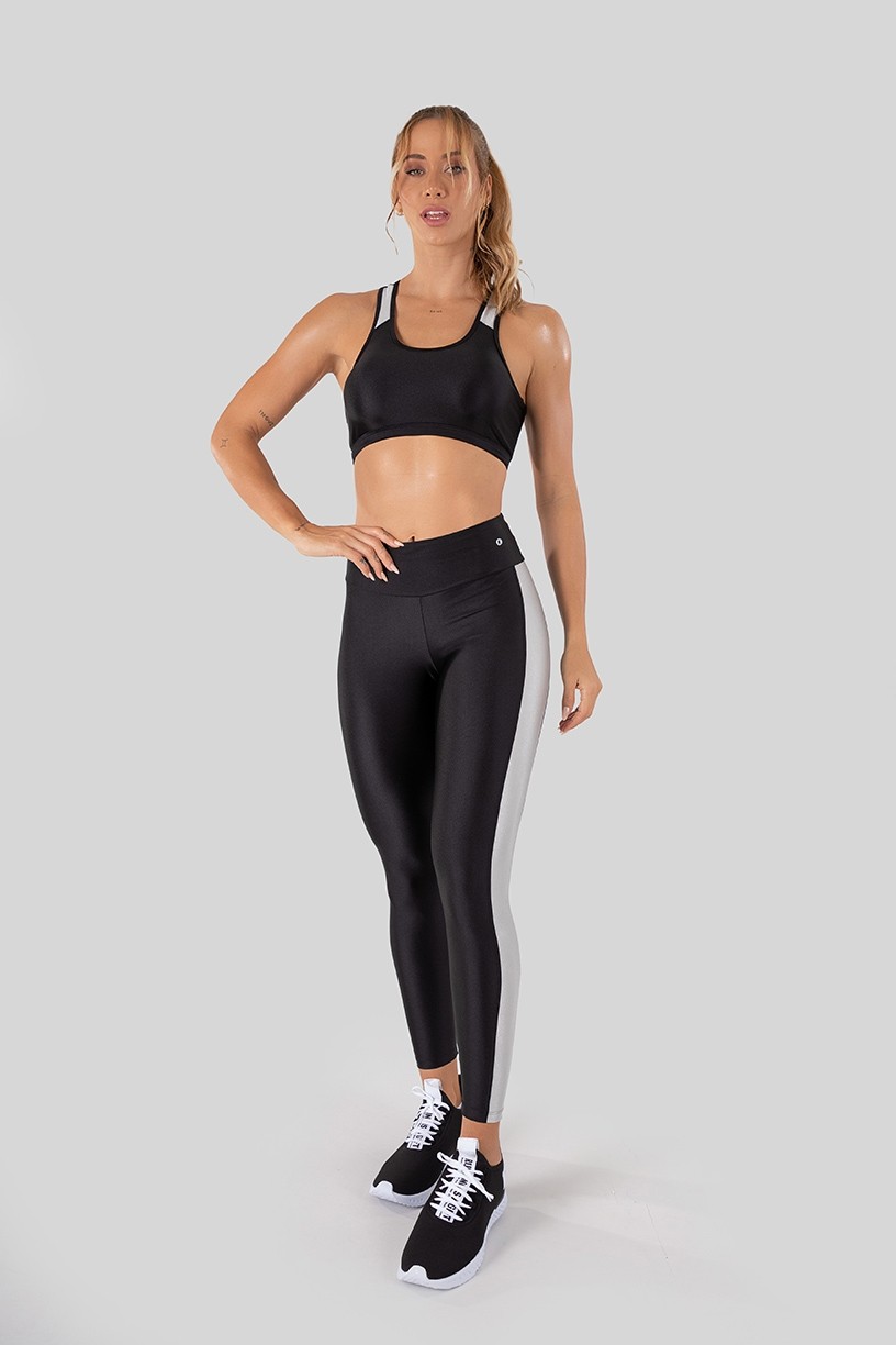 K3250-D_Calca_Legging_Tecido_Platinado_com_Faixa_Lateral_Preto__Prata__Ref:_K3250-D