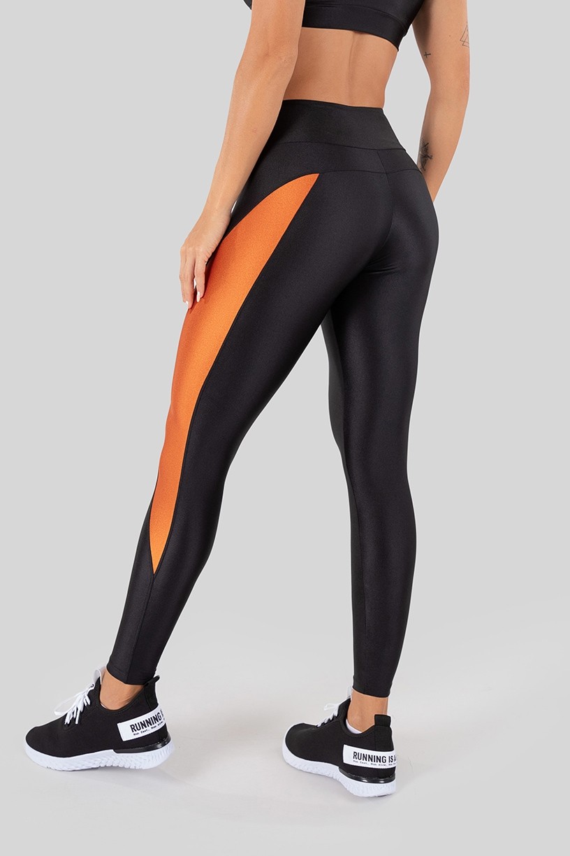 K3252-B_Calca_Legging_Tecido_Platinado_Bicolor_com_Recorte_Arredondado_Preto__Bronze__Ref:_K3252-B