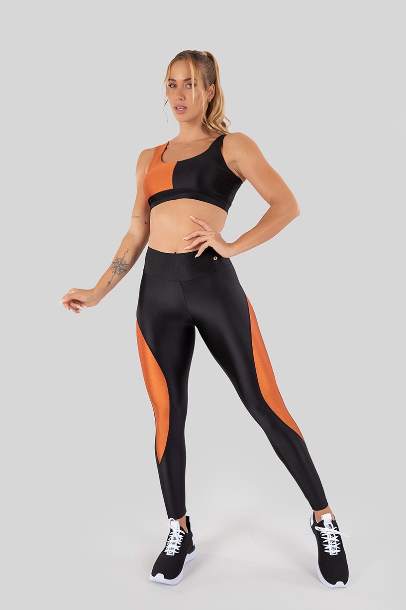 K3252-B_Calca_Legging_Tecido_Platinado_Bicolor_com_Recorte_Arredondado_Preto__Bronze__Ref:_K3252-B