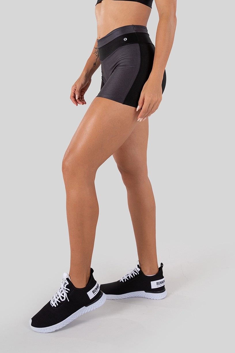 K3289-C_Short_Tecido_Platinado_com_Cos_Bicolor_Preto__Chumbo__Ref:_K3289-C