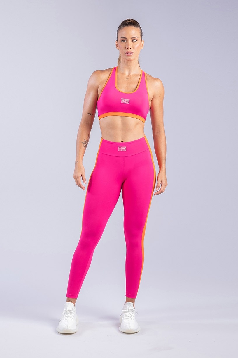 K3349-A_Calca_Legging_com_Faixa_Lateral_e_Duas_Cores_Rosa__Laranja__Ref:_K3349-A