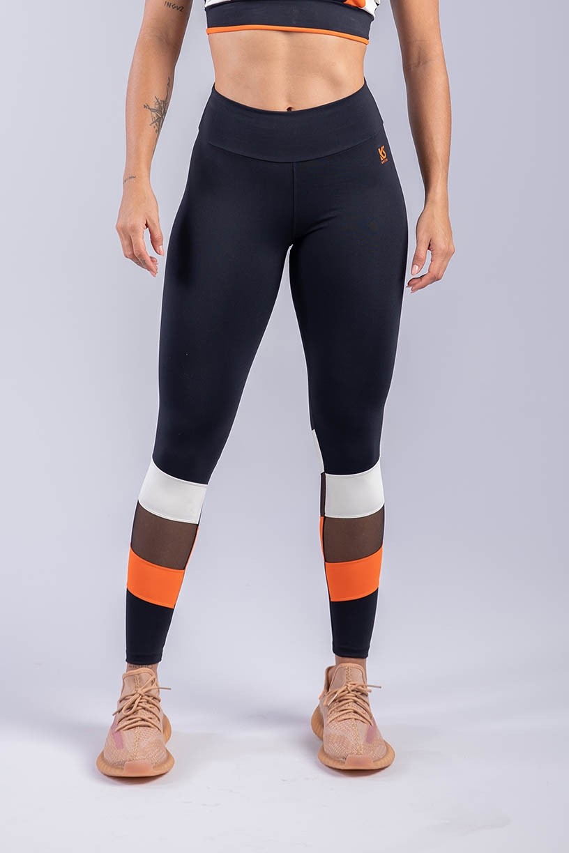 K3316-A_Calca_Legging_com_Faixa_de_Tule_Preto__Branco__Laranja__Ref:_K3316-A