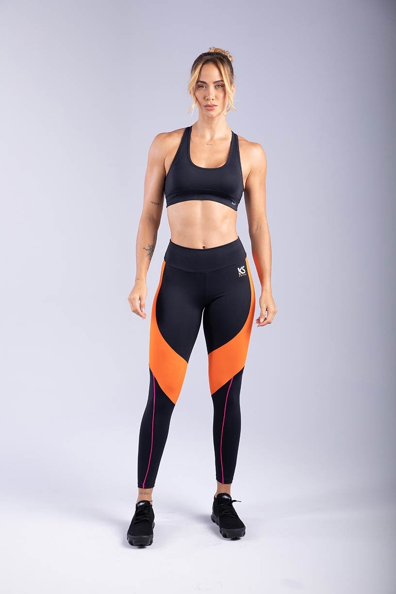 K3318-A_Calca_Legging_com_Recorte_Lateral_e_Vivo_Colorido_Preto__Laranja__Rosa__Ref:_K3318-A