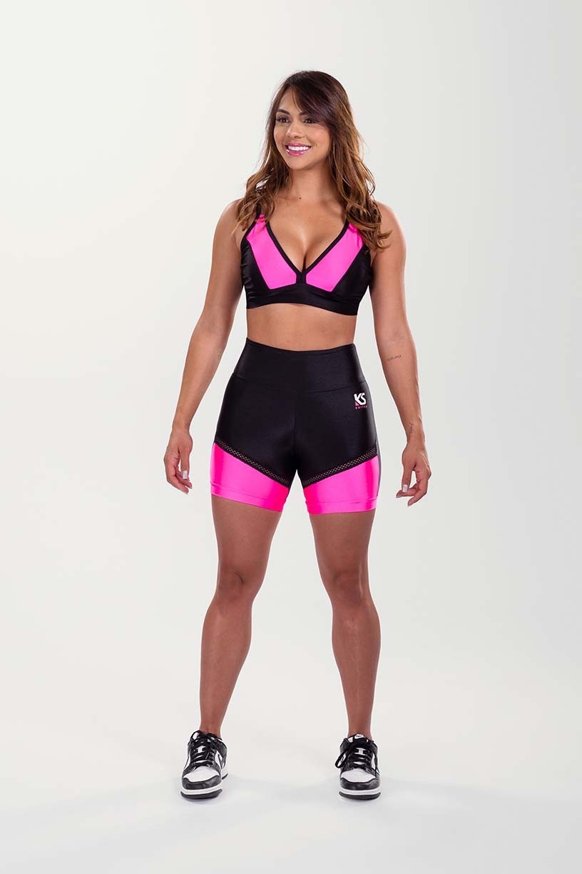 K3507-A_Short_com_Tela_Preto__Rosa_Neon__Ref:_K3507-A