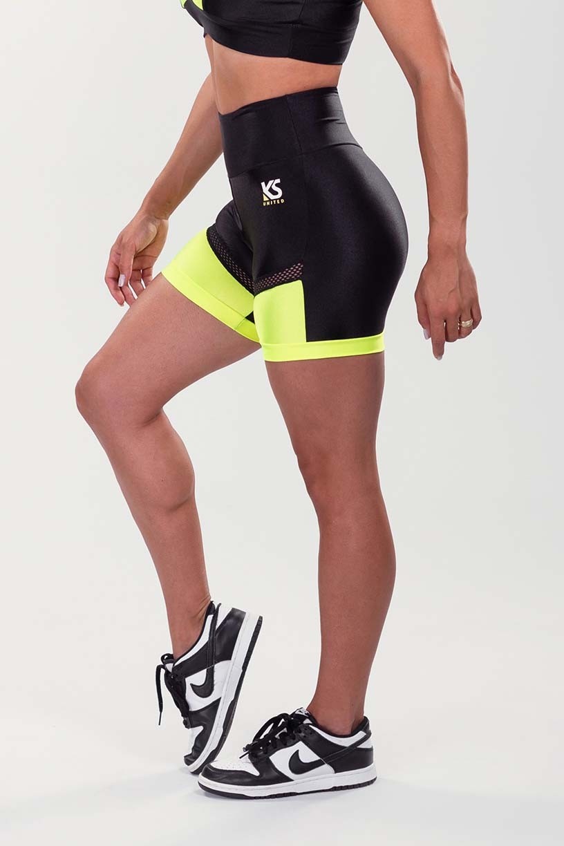 K3507-B_Short_com_Tela_Preto__Amarelo_Neon__Ref:_K3507-B