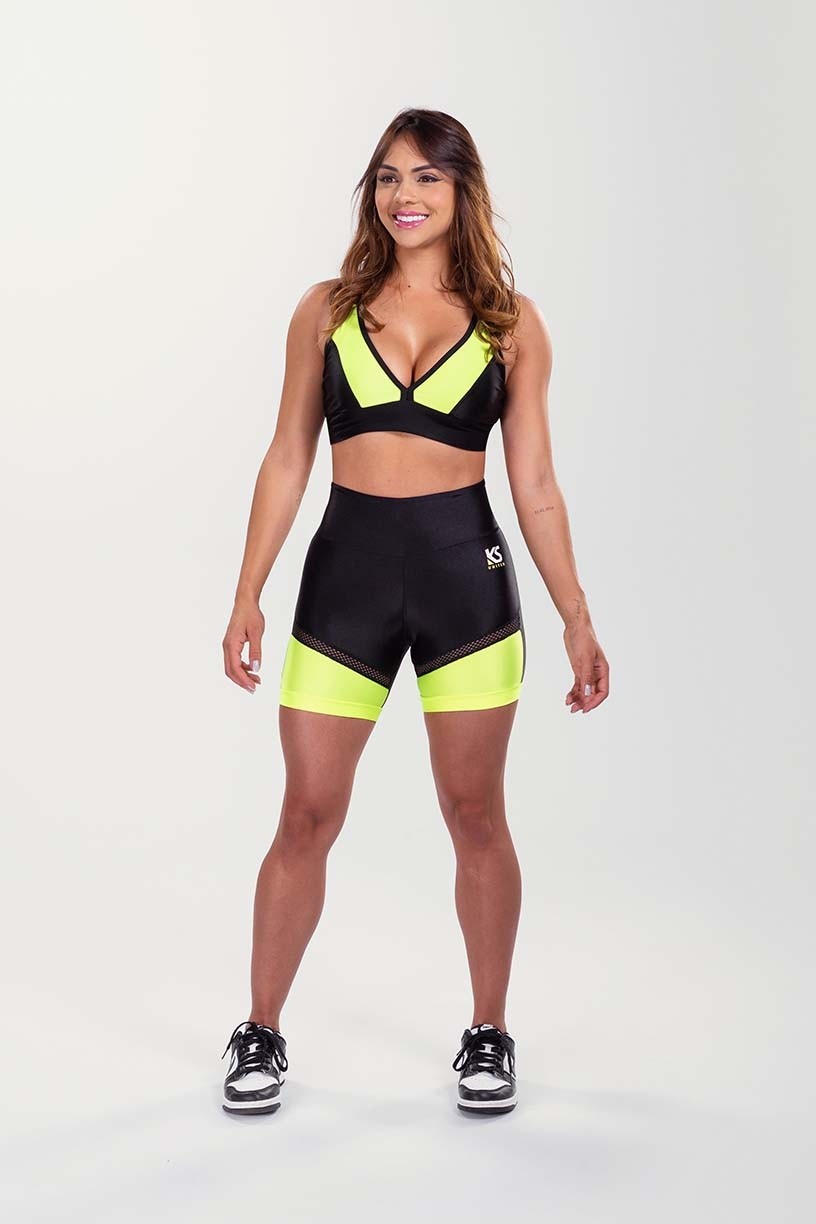 K3507-B_Short_com_Tela_Preto__Amarelo_Neon__Ref:_K3507-B