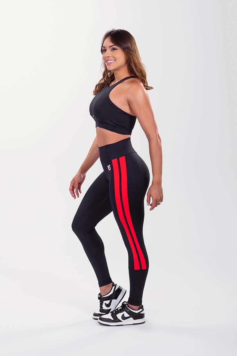 K3491-A_Calca_Legging_com_Faixa_Dupla_Lateral_Preto__Vermelho__Ref:_K3491-A