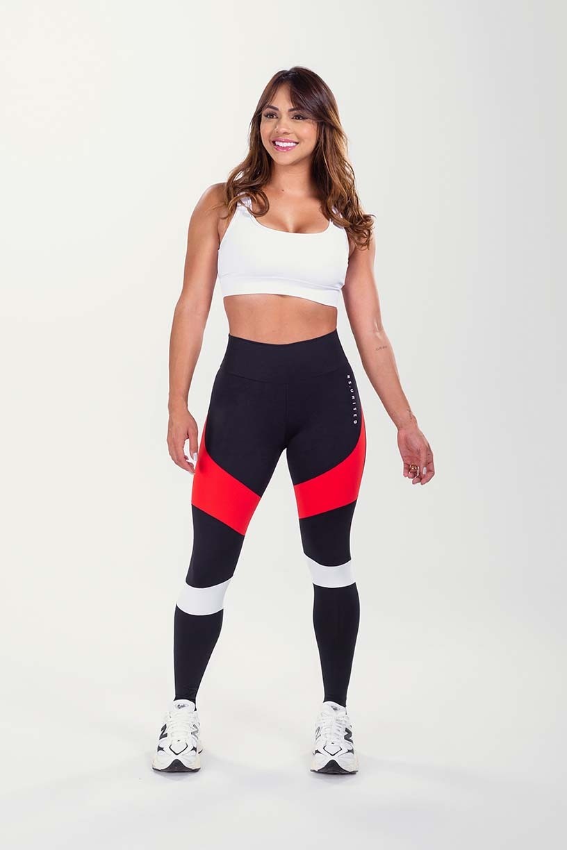 K3496-A_Calca_Legging_com_Faixa_Dupla_Assimetrica_Preto__Vermelho__Branco__Ref:_K3496-A