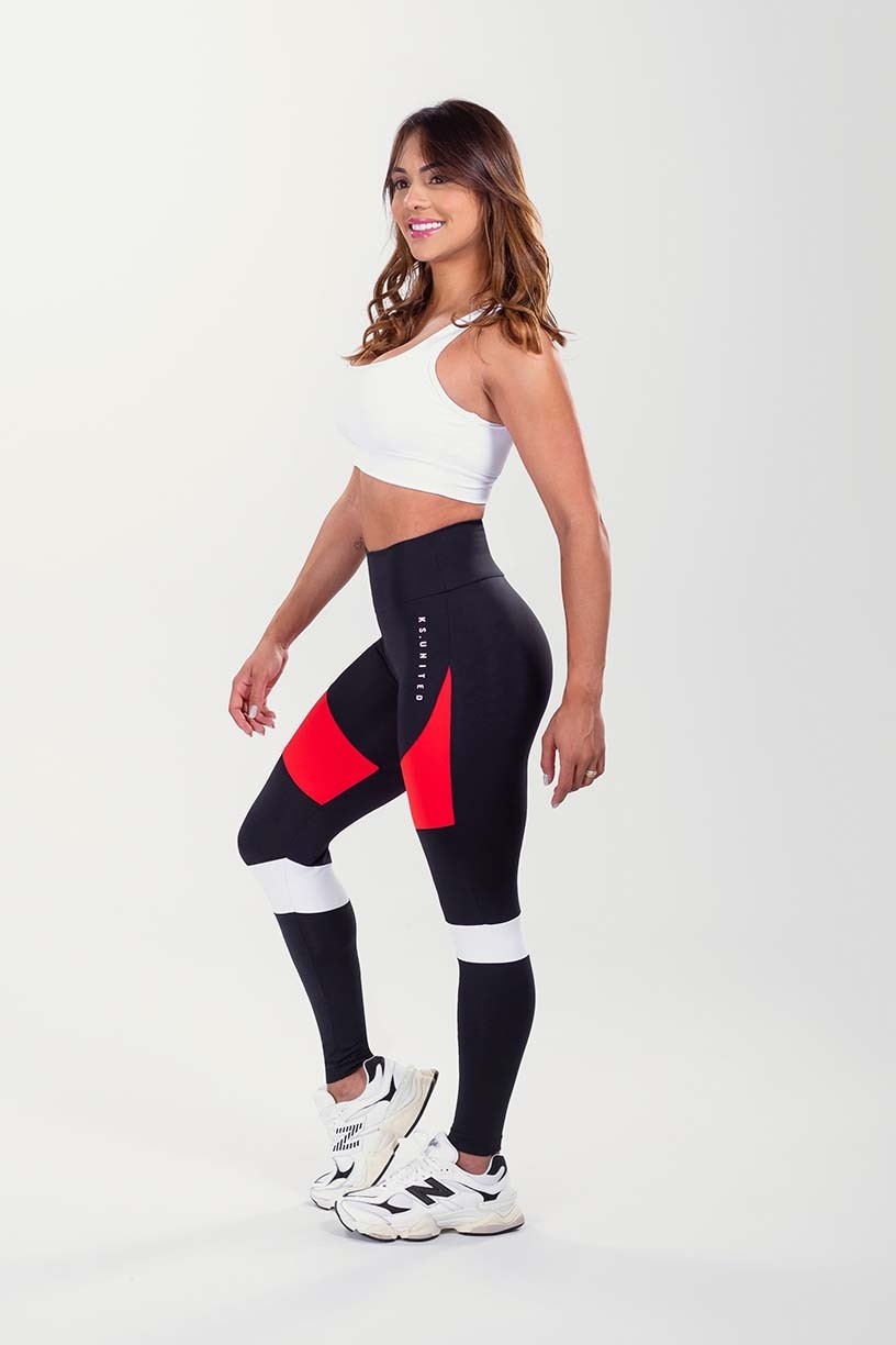 K3496-A_Calca_Legging_com_Faixa_Dupla_Assimetrica_Preto__Vermelho__Branco__Ref:_K3496-A