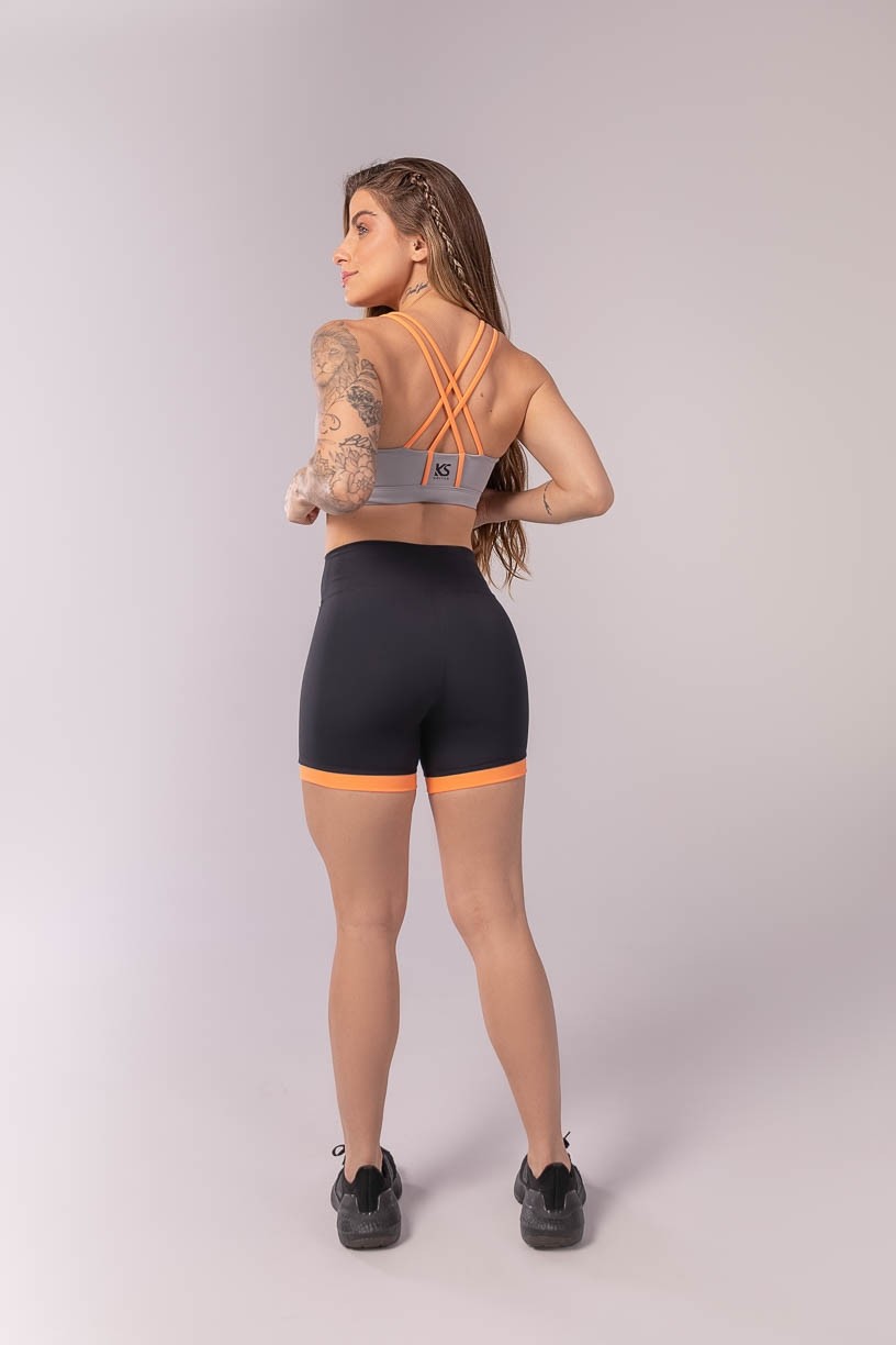 K3467-A_Short_Tricolor_Preto__Laranja__Cinza__Ref:_K3467-A