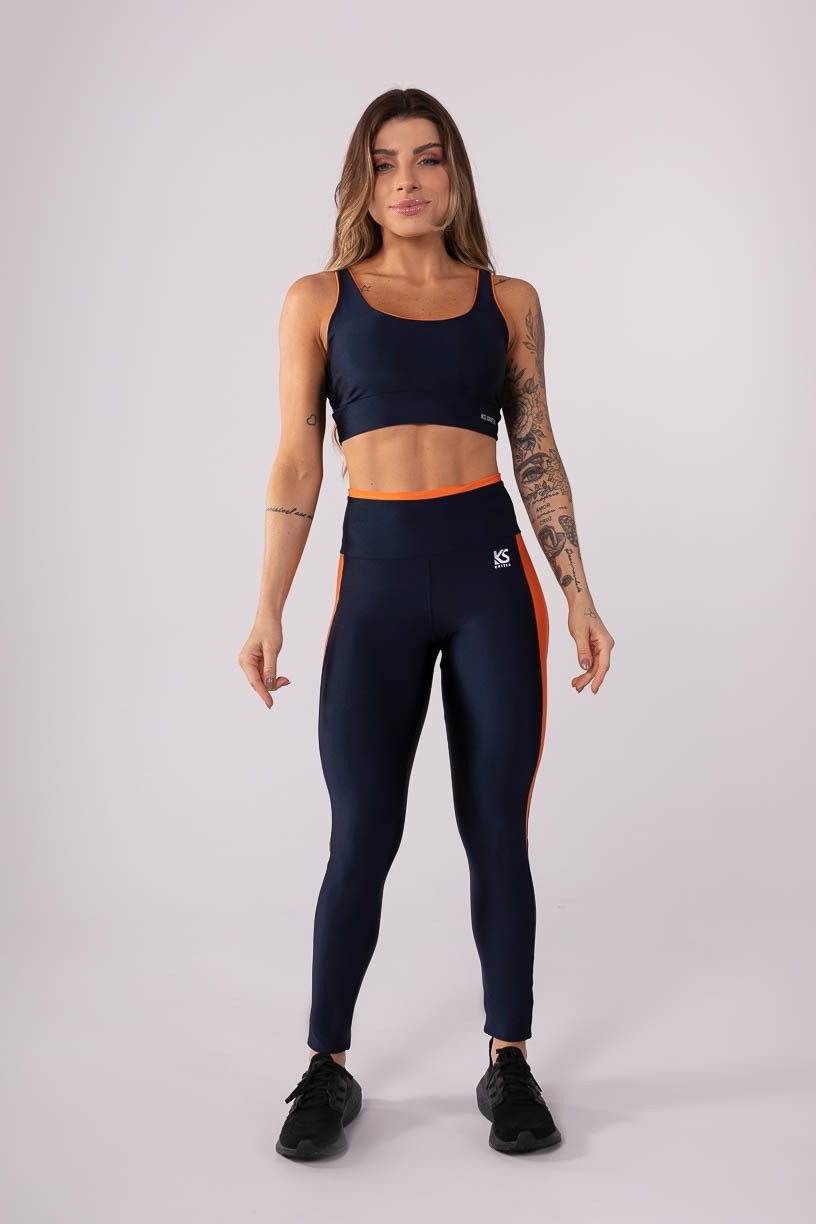 K3709-A_Calca_Legging_com_Recorte_Lateral_e_Detalhe_no_Cos_Azul_Marinho__Laranja__Ref:_K3709-A