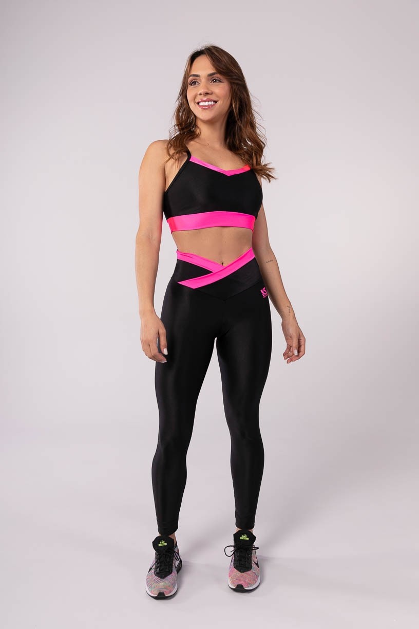 K3488-B_Calca_Legging_com_Cos_Transpassado_Bicolor_Preto__Rosa_Neon__Ref:_K3488-B