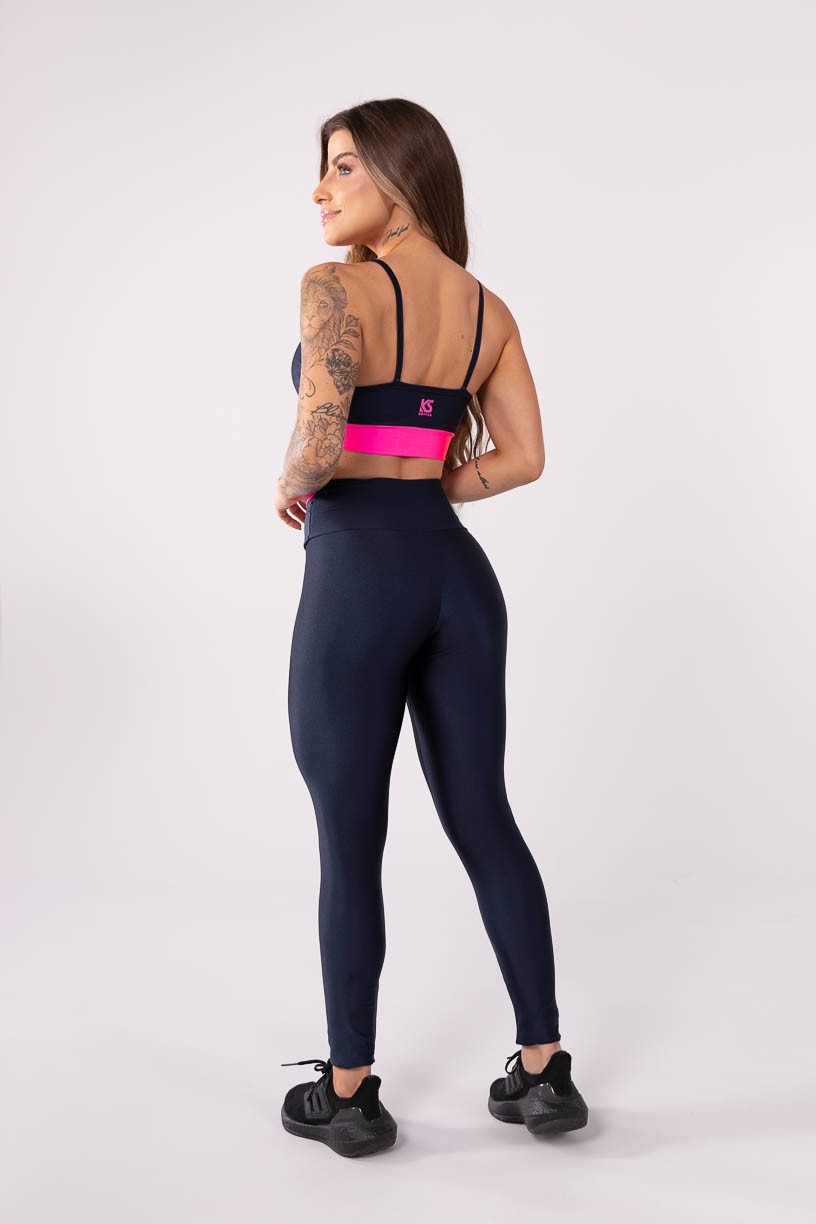 K3488-C_Calca_Legging_com_Cos_Transpassado_Bicolor_Azul_Marinho__Rosa_Neon__Ref:_K3488-C