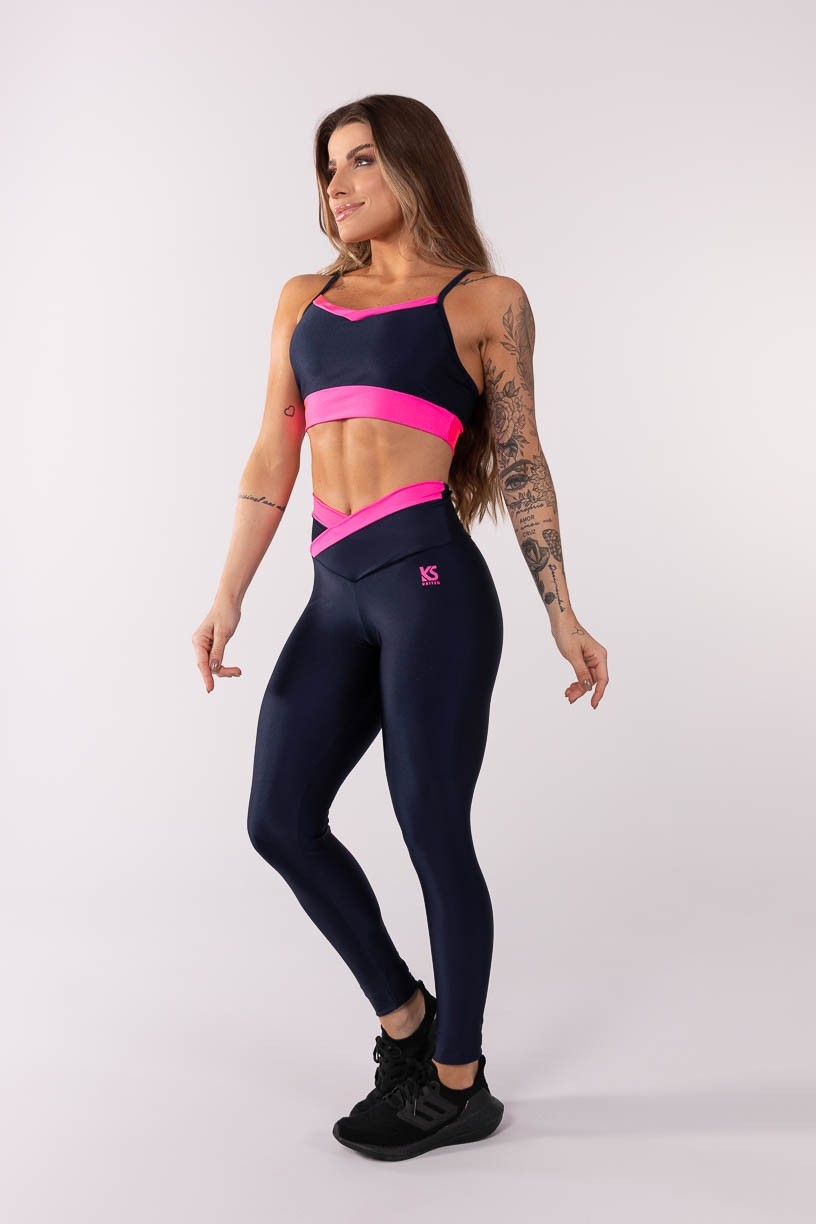 K3488-C_Calca_Legging_com_Cos_Transpassado_Bicolor_Azul_Marinho__Rosa_Neon__Ref:_K3488-C