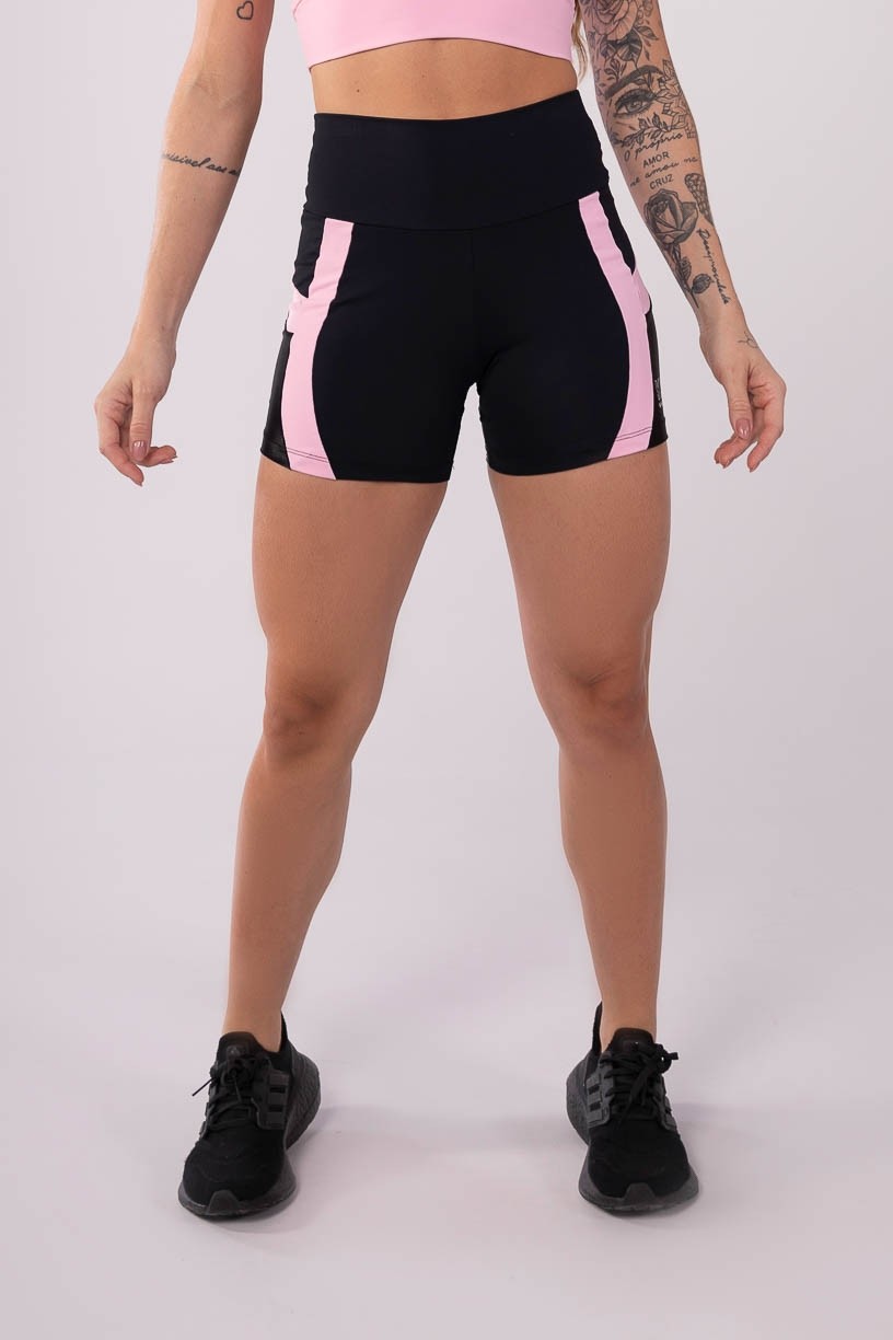 K3604-B_Short_com_Recorte_Circular_Preto__Rosa_Claro__Ref:_K3604-B