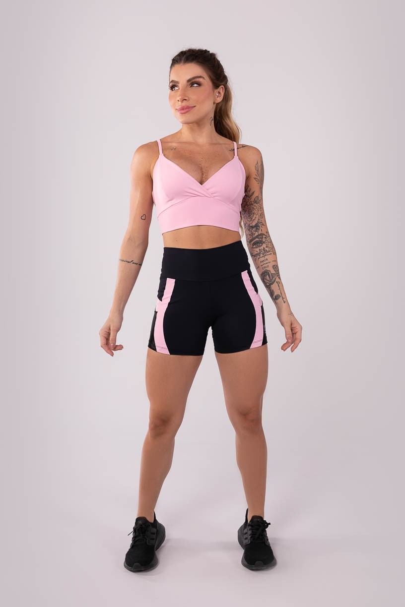 K3604-B_Short_com_Recorte_Circular_Preto__Rosa_Claro__Ref:_K3604-B