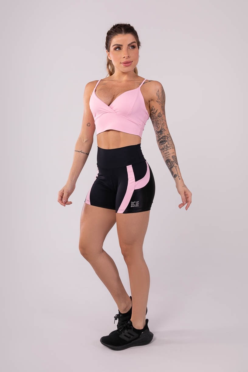 K3604-B_Short_com_Recorte_Circular_Preto__Rosa_Claro__Ref:_K3604-B