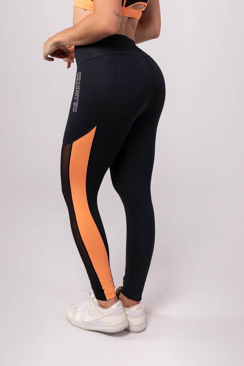 K3825-A_Calca_Legging_com_Faixa_Lateral_Preto__Coral__Ref:_K3825-A