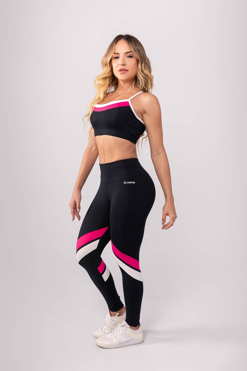 K3742-A_Calca_Legging_com_Faixas_Contrastantes_Preto__Rosa__Branco__Ref:_K3742-A