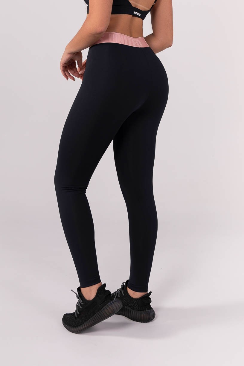 K3835-A_Calca_Legging_com_Elastico_Personalizado_Transpassado_Preto__Rosa__Ref:_K3835-A