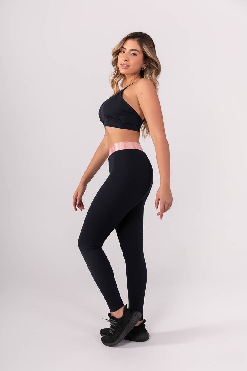 K3835-A_Calca_Legging_com_Elastico_Personalizado_Transpassado_Preto__Rosa__Ref:_K3835-A